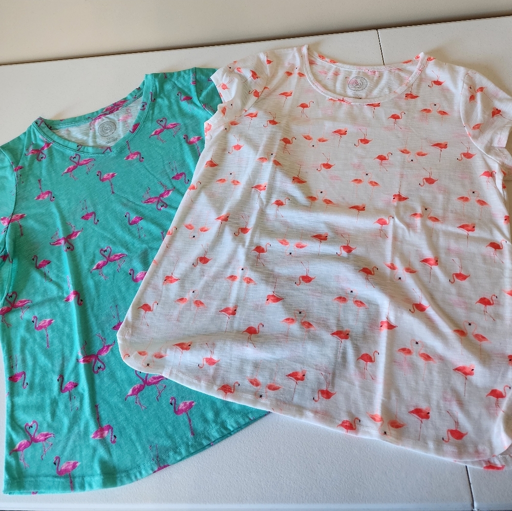 Set Of 2 Flamingo Tees girls Size 20.5/Ladies M